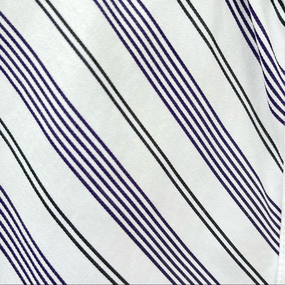 Career Button Shirt Sz PM Long Sleeve Cuffed White Black Purple Striped - Picture 5 of 7